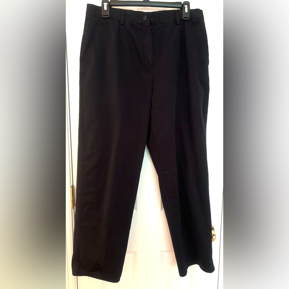 LL Bean Black Cotton Chino Pants Trousers Size 12 EUC - Picture 2 of 6